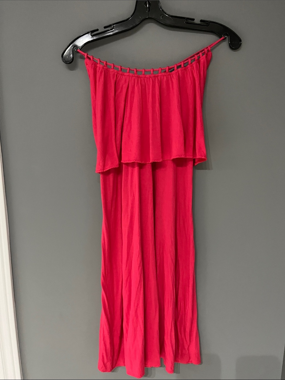 3/$30 American Eagle Outfitters Strapless Ruffle Maxi Dress - red